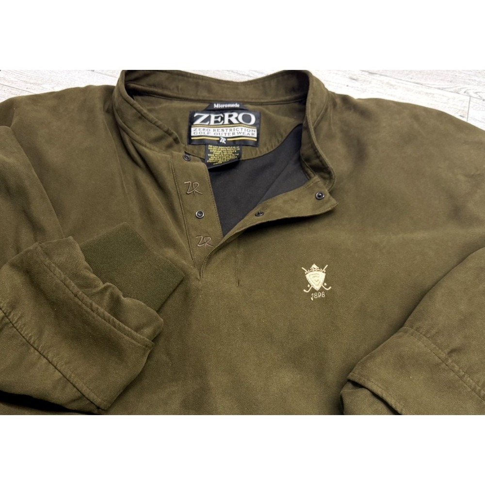 Zero Restriction Suede Golf Logo Jacket Performance‎ Green Pullover Mens XXL